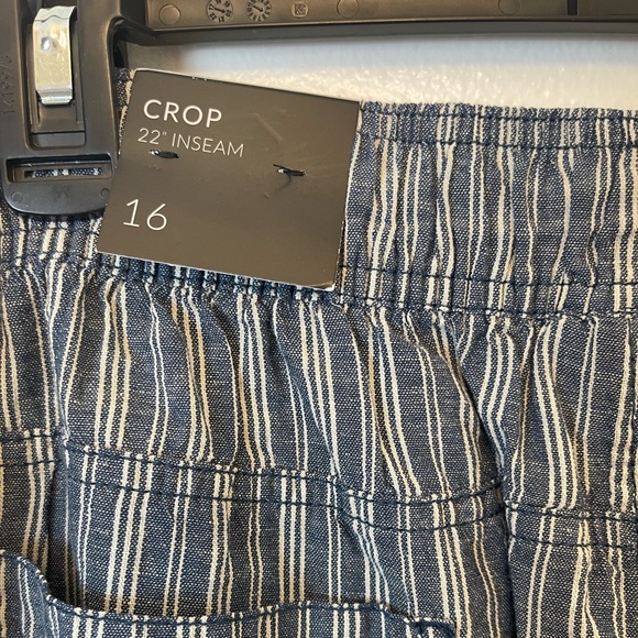 Lane Bryant Linen Blend Crop Capri Striped Draw String Size 16 Blue - Picture 4 of 10